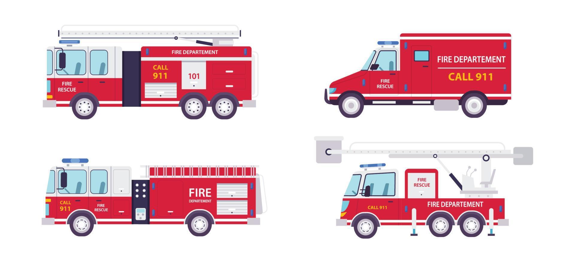 Fire Fighters Truck Set vector