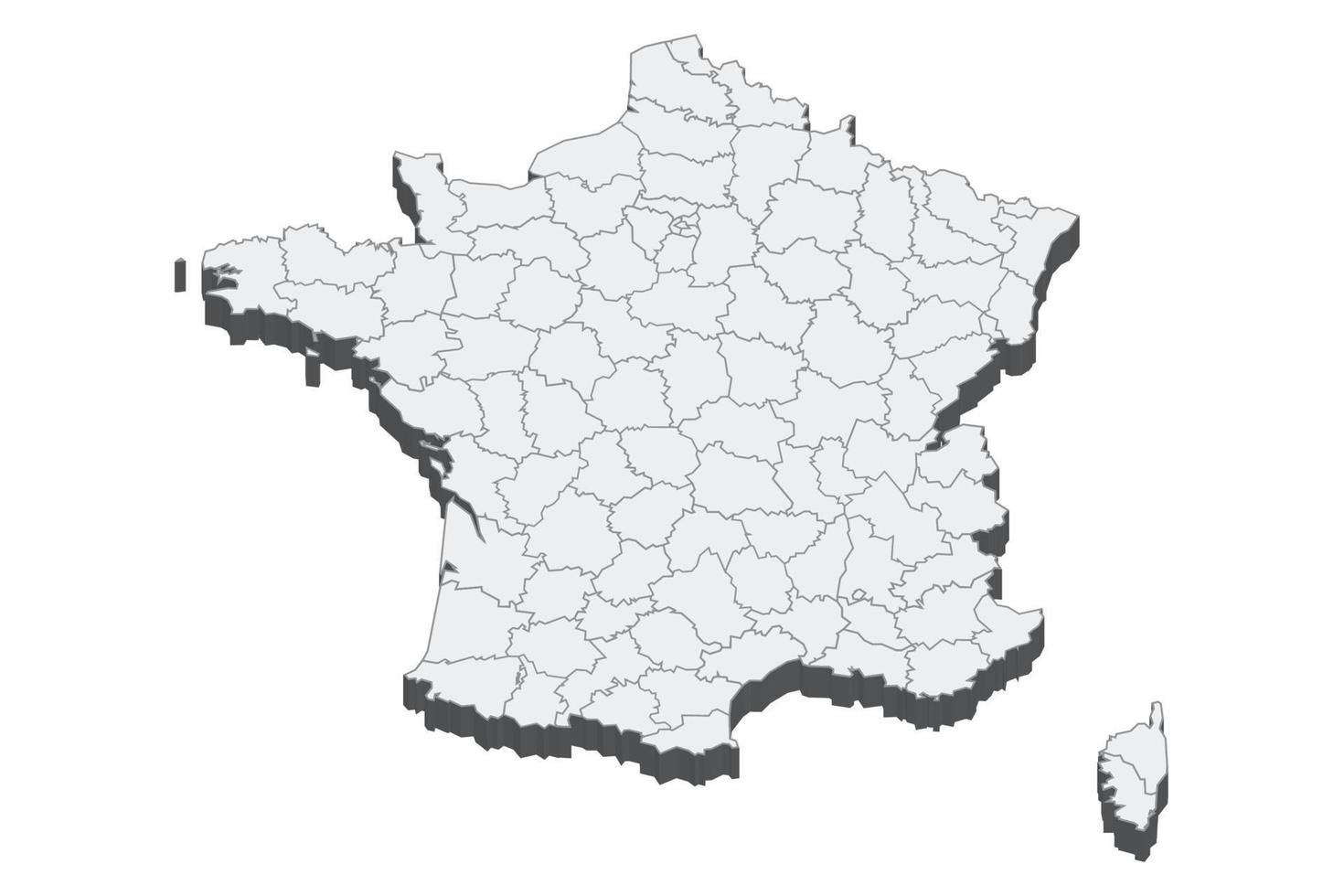 3D map illustration of France Departments vector