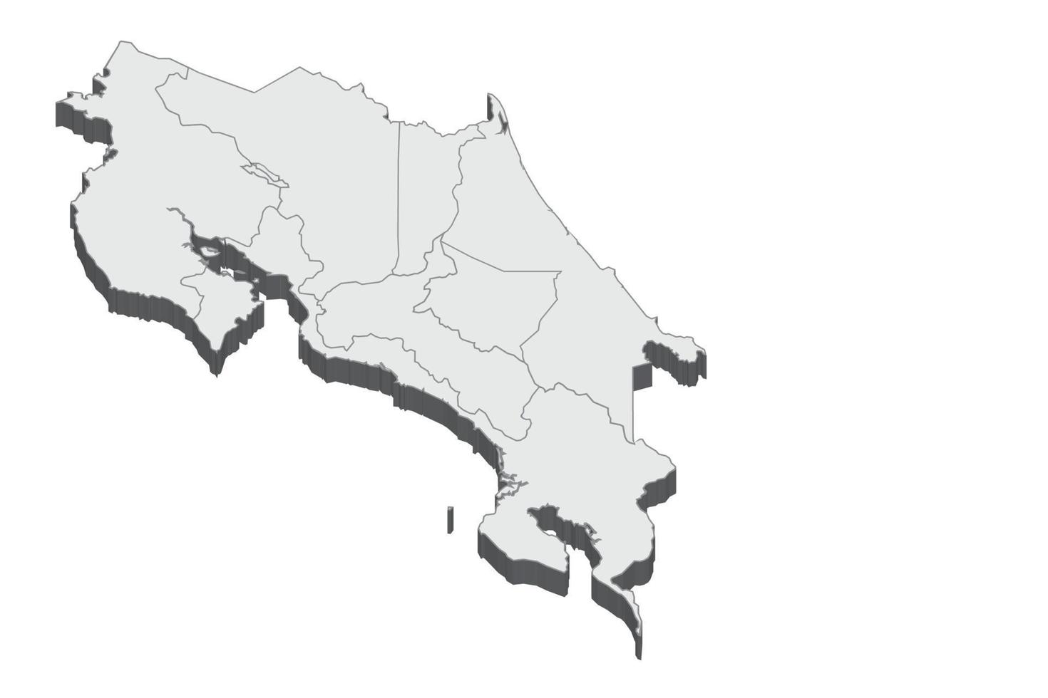 3D map illustration of Costa Rica vector