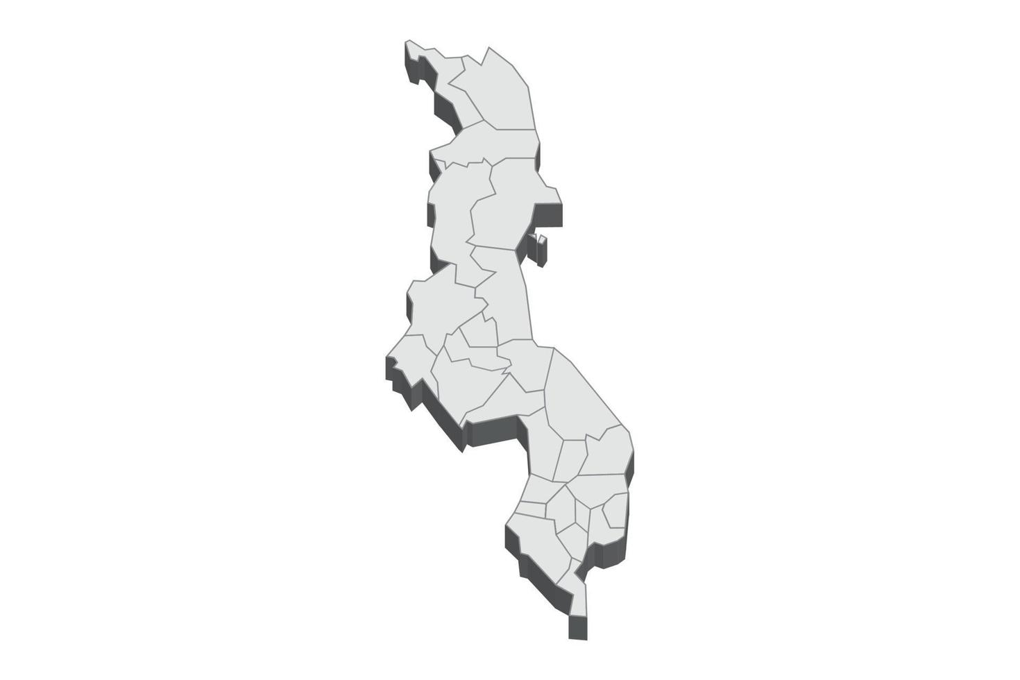 3D map illustration of Malawi vector