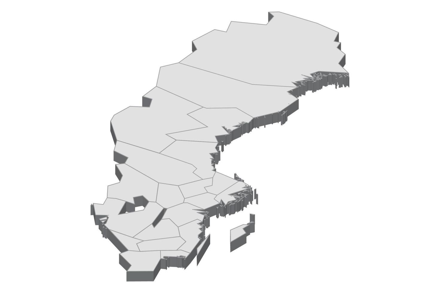 3D map illustration of Sweden vector