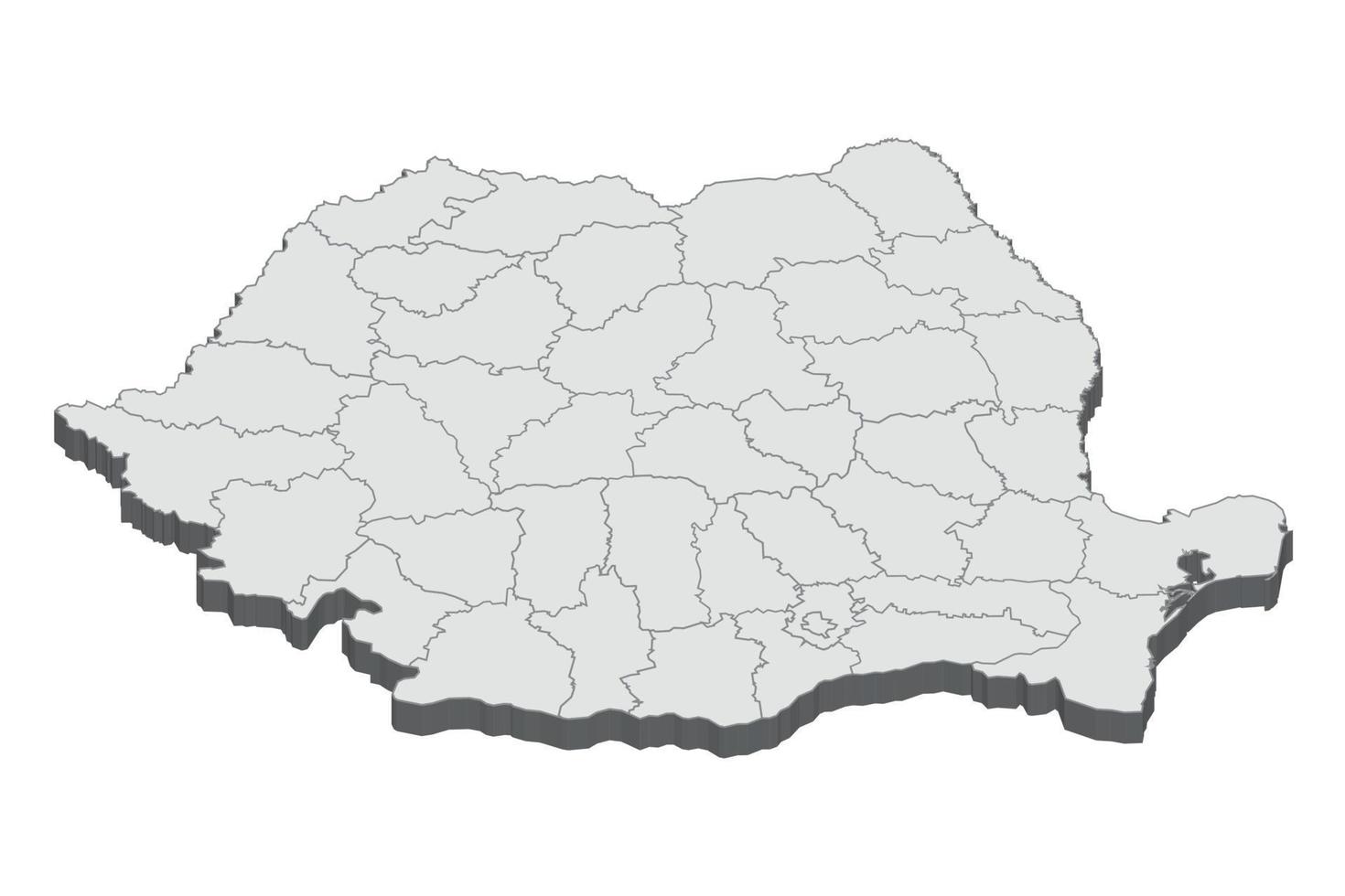 3D map illustration of Romania vector