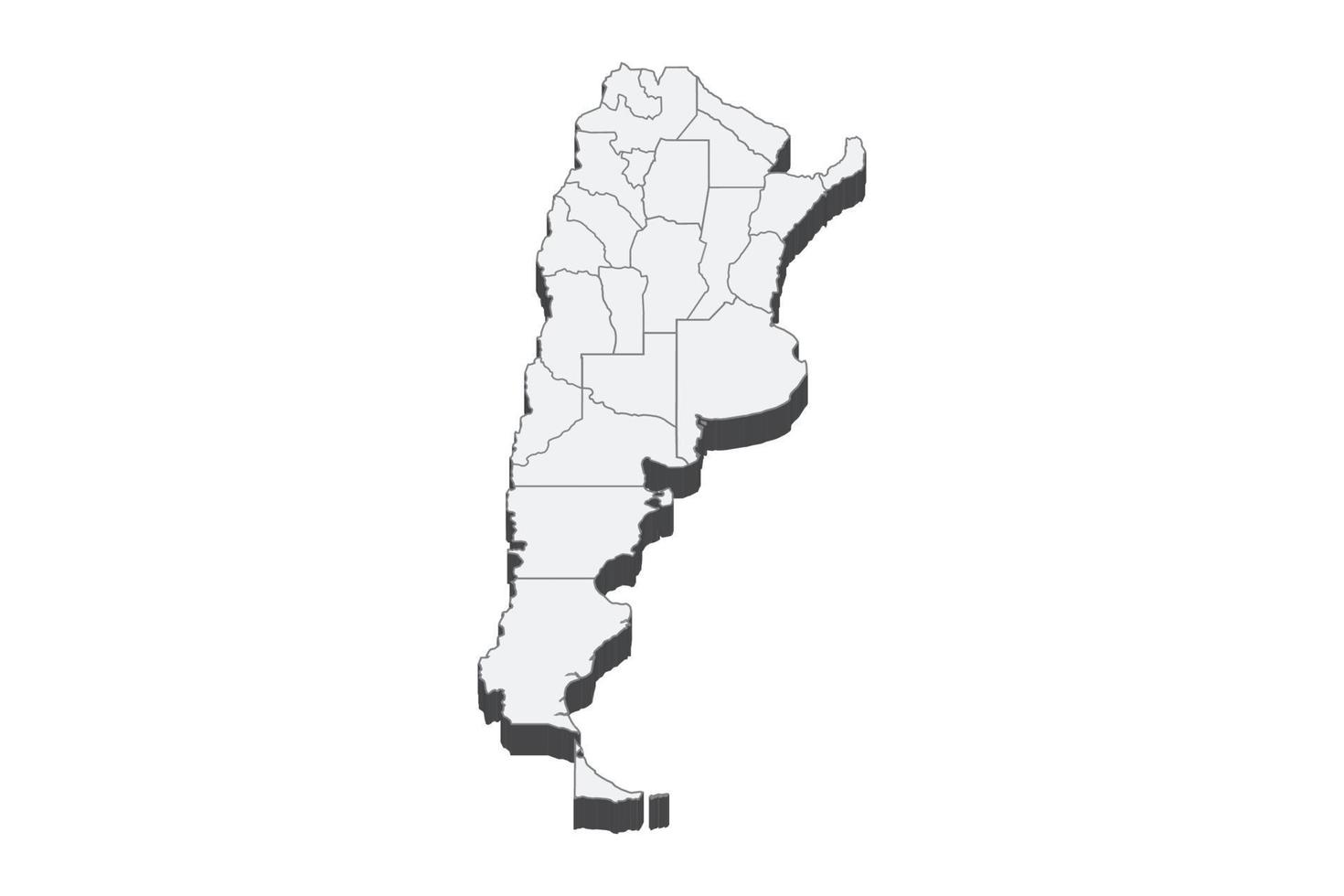 3D map illustration of Argentina vector