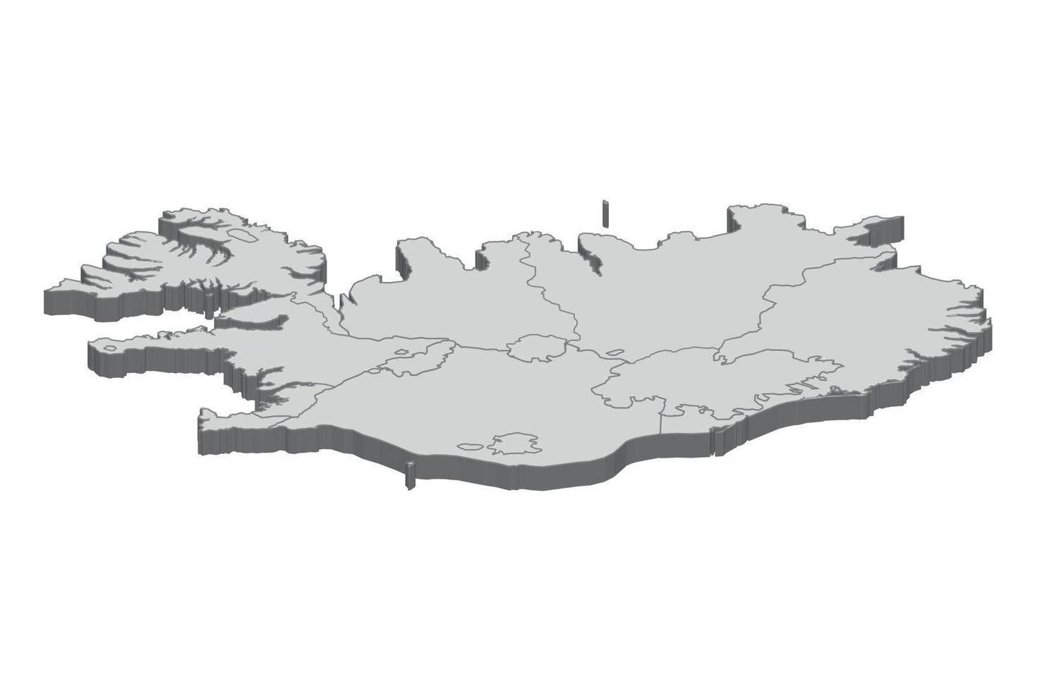 3D map illustration of Iceland vector