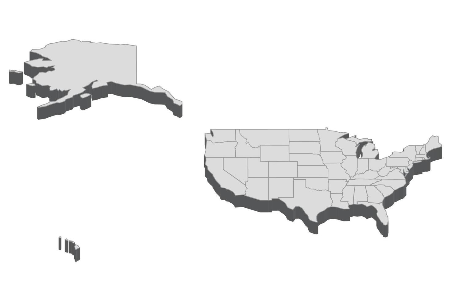 Ilustración de mapa 3d de estados unidos mercator vector