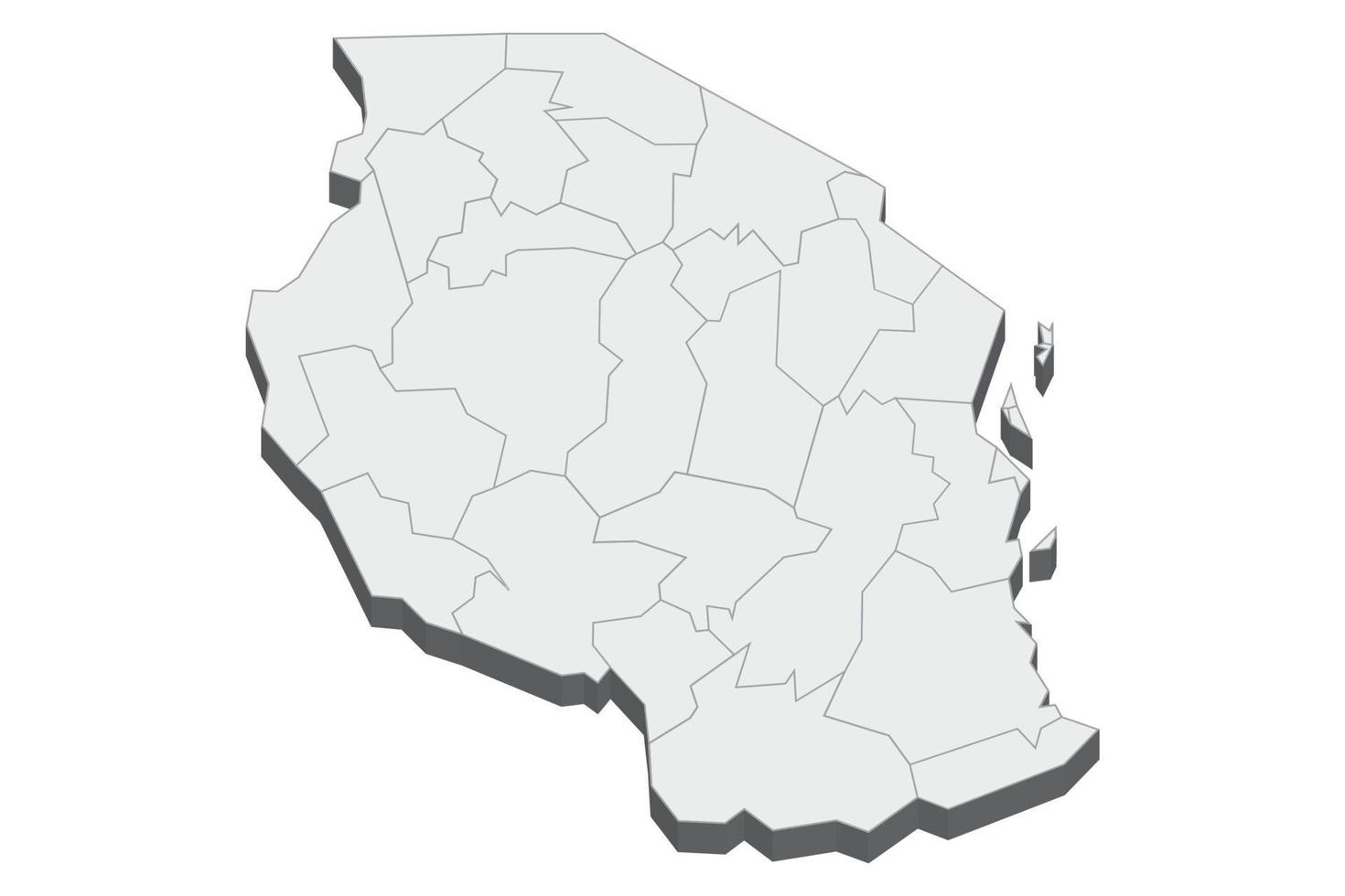 3D map illustration of Tanzania vector