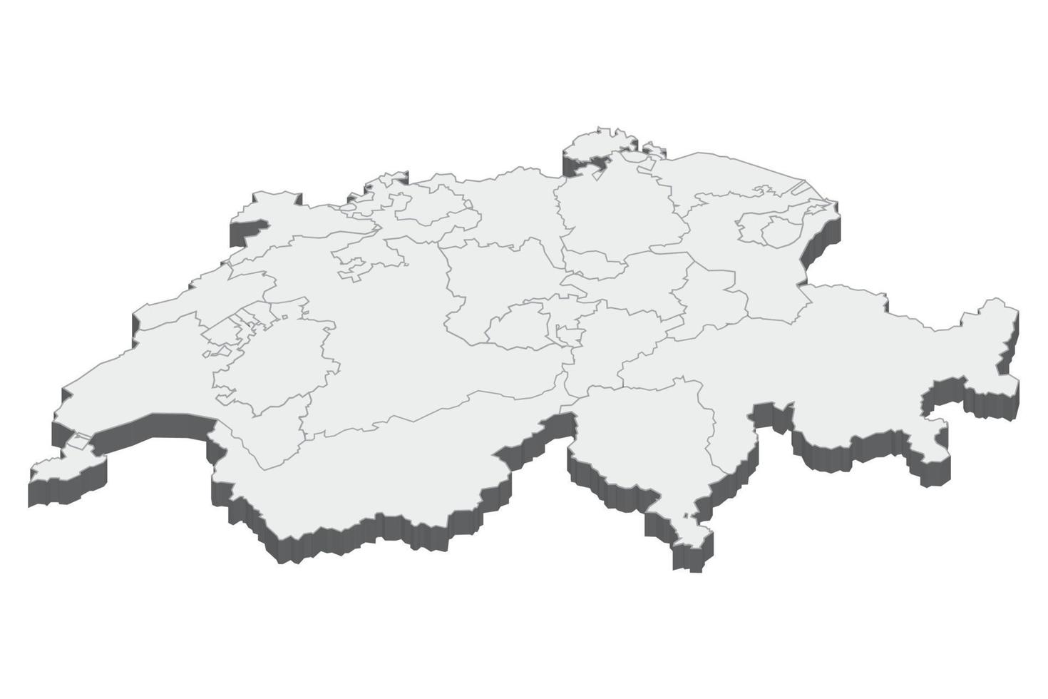 3D map illustration of Switzerland vector