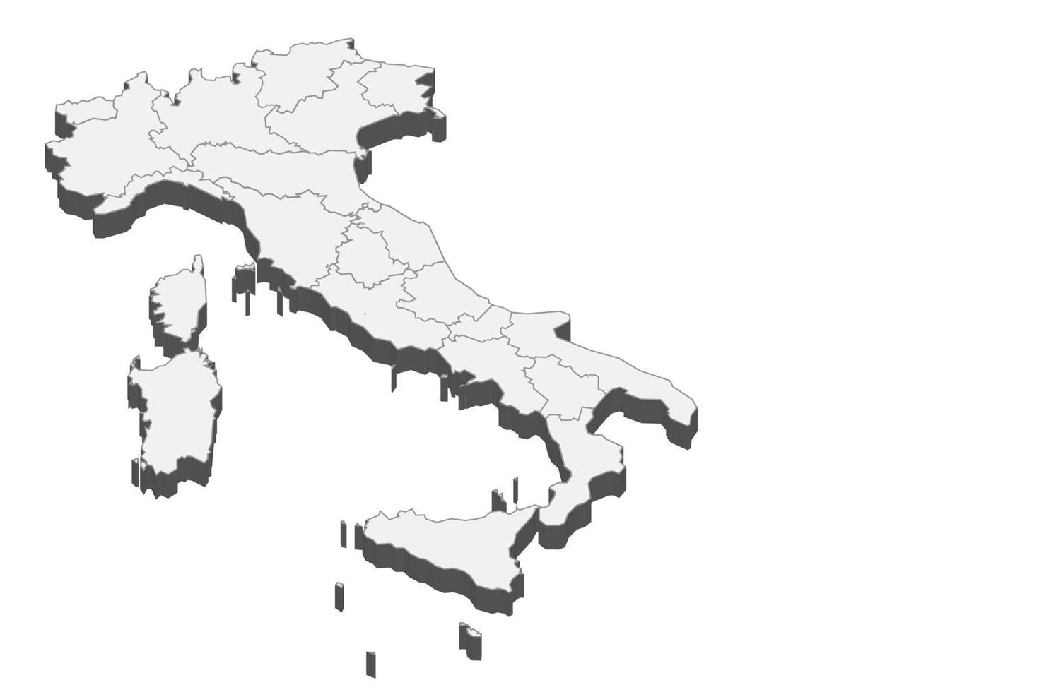 3D map illustration of Italy vector