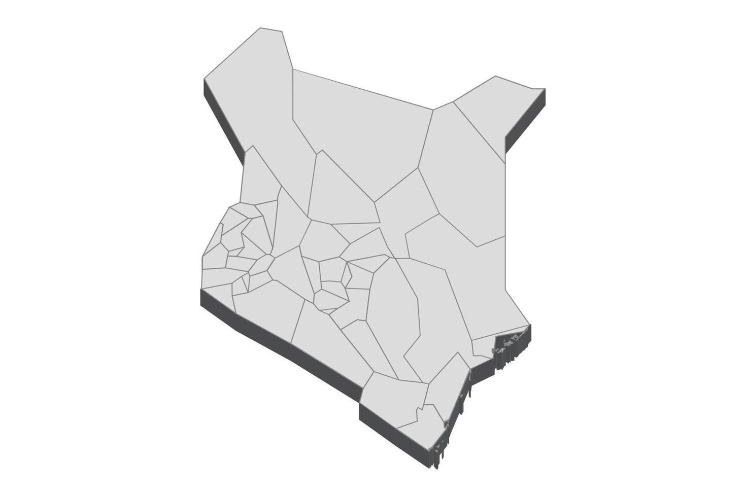 3D map illustration of Kenya vector