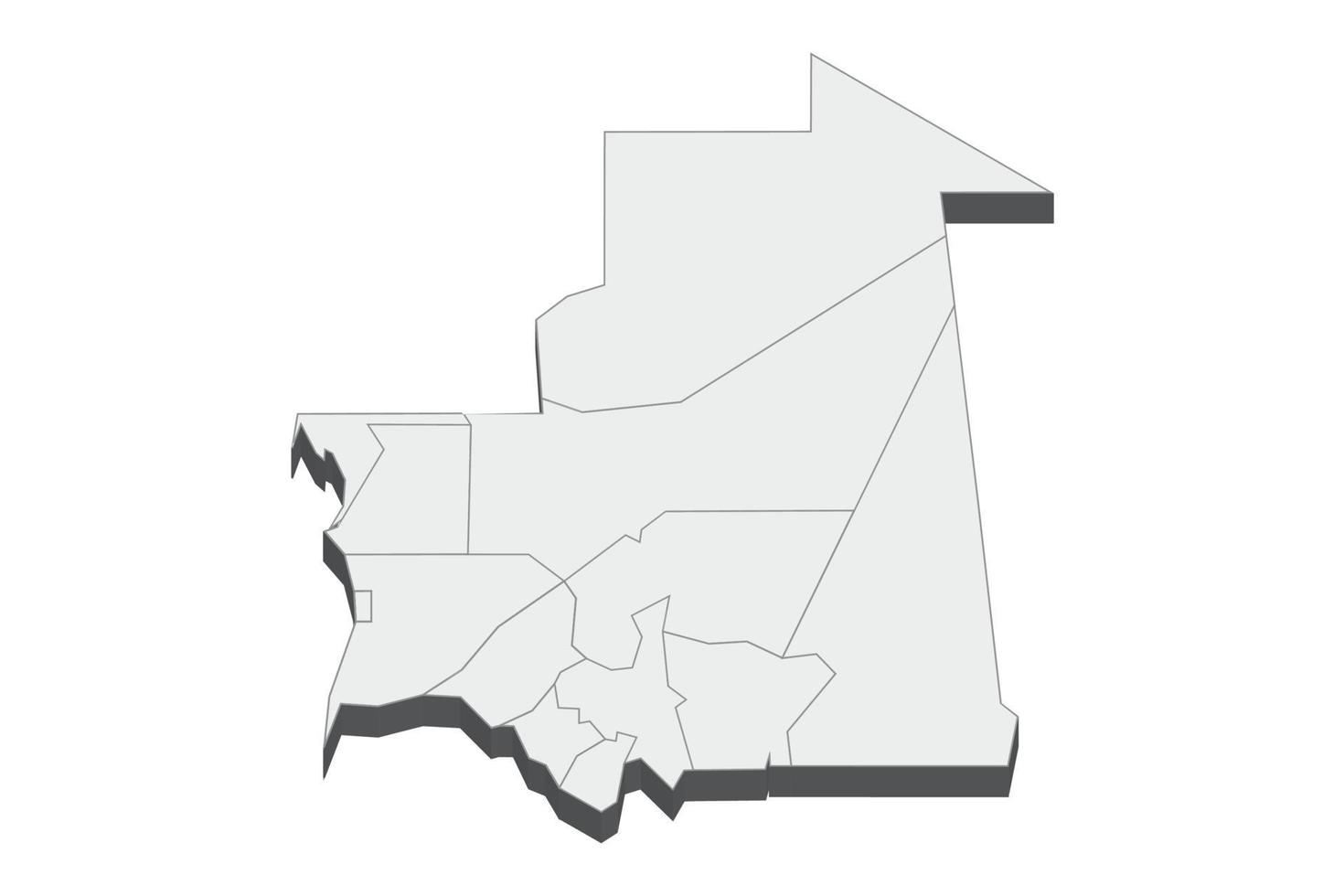 3D map illustration of Mauritania vector