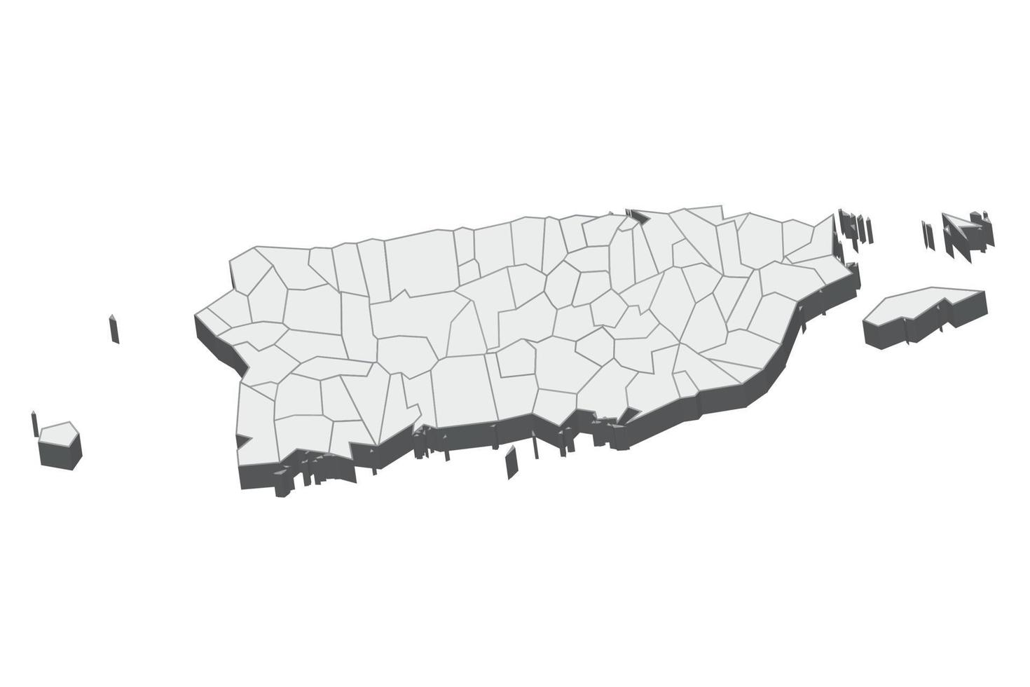 3D map illustration of Puerto Rico vector