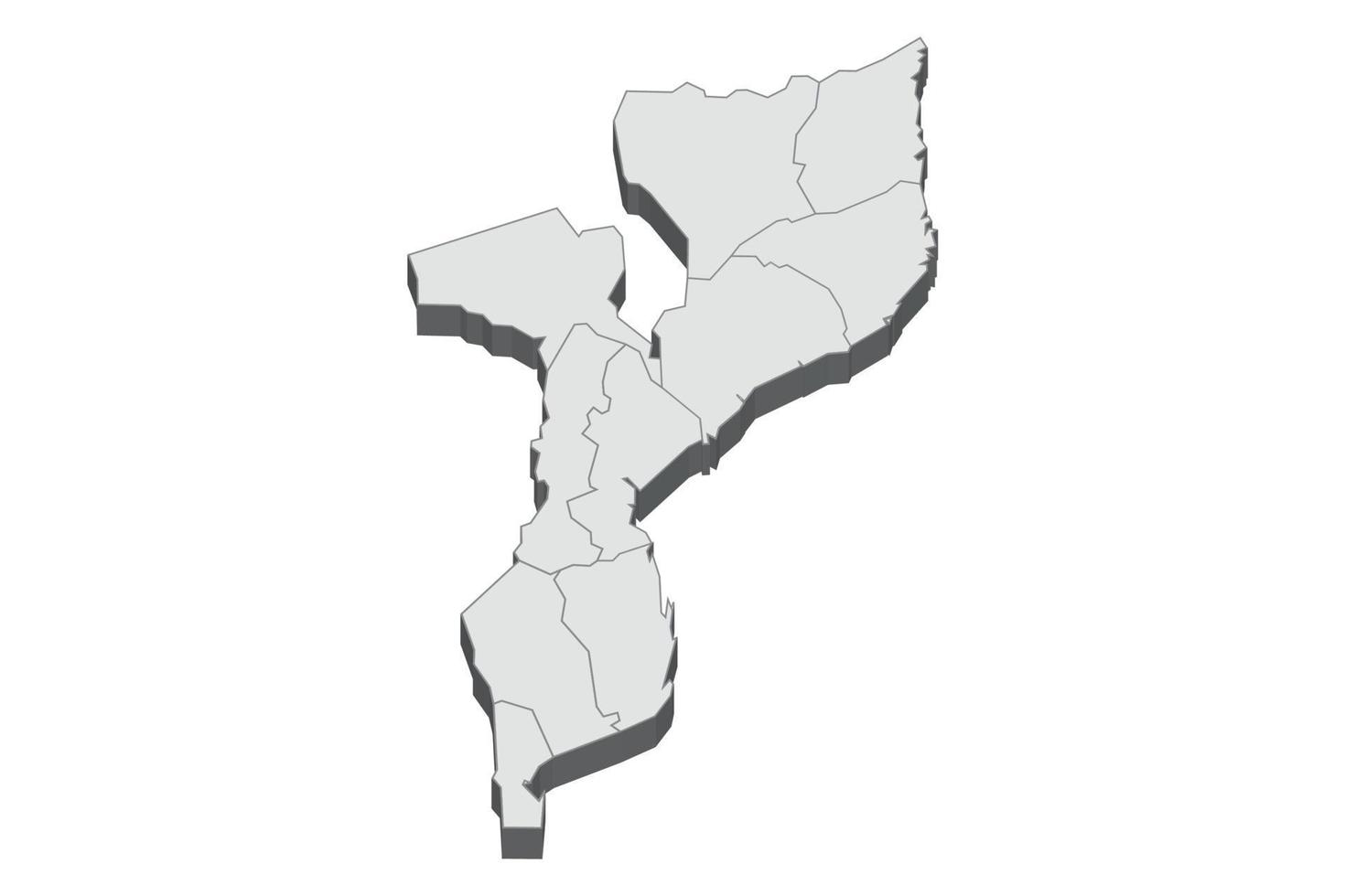 3D map illustration of Mozambique vector