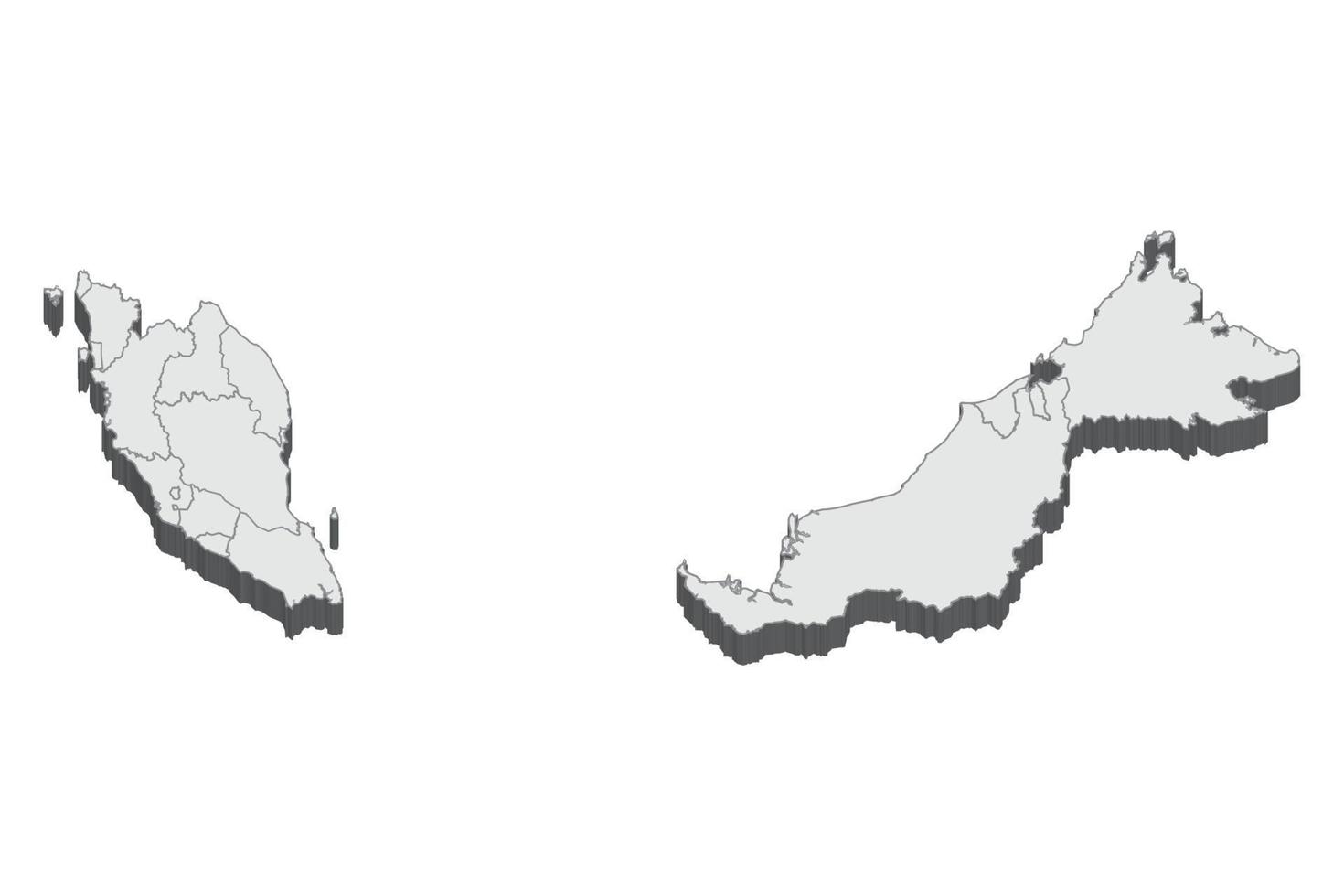 3D map illustration of Malaysia vector