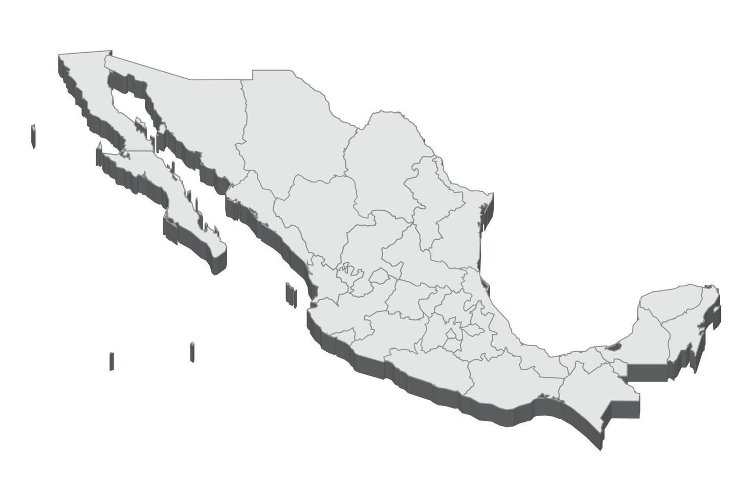 3D map illustration of Mexico vector