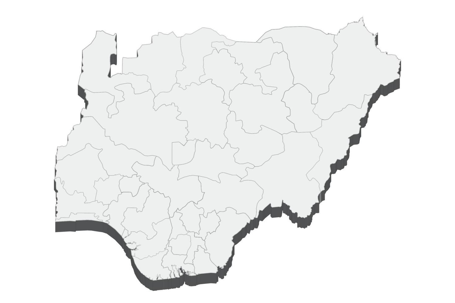 3D map illustration of Nigeria vector