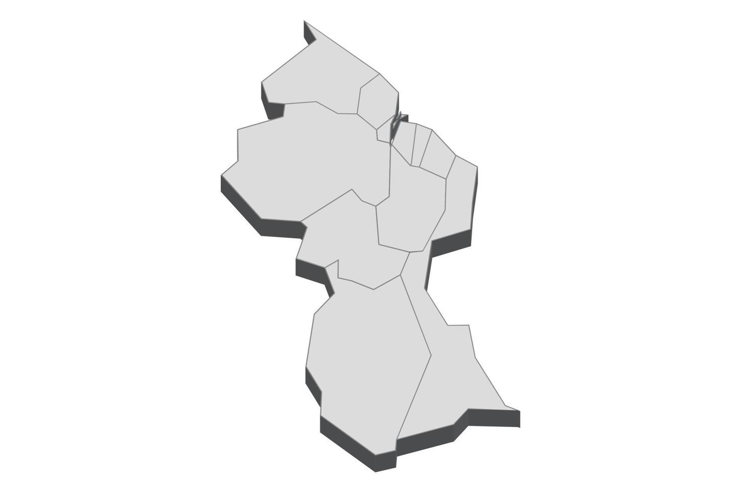 3D map illustration of Guyana vector