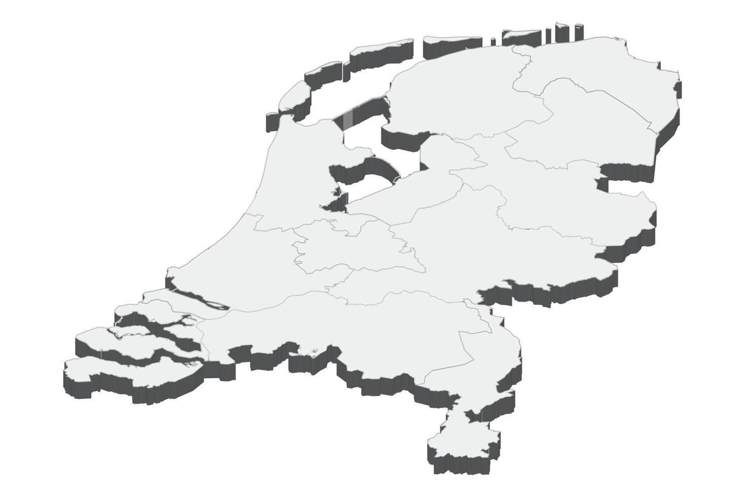 3D map illustration of Netherlands vector