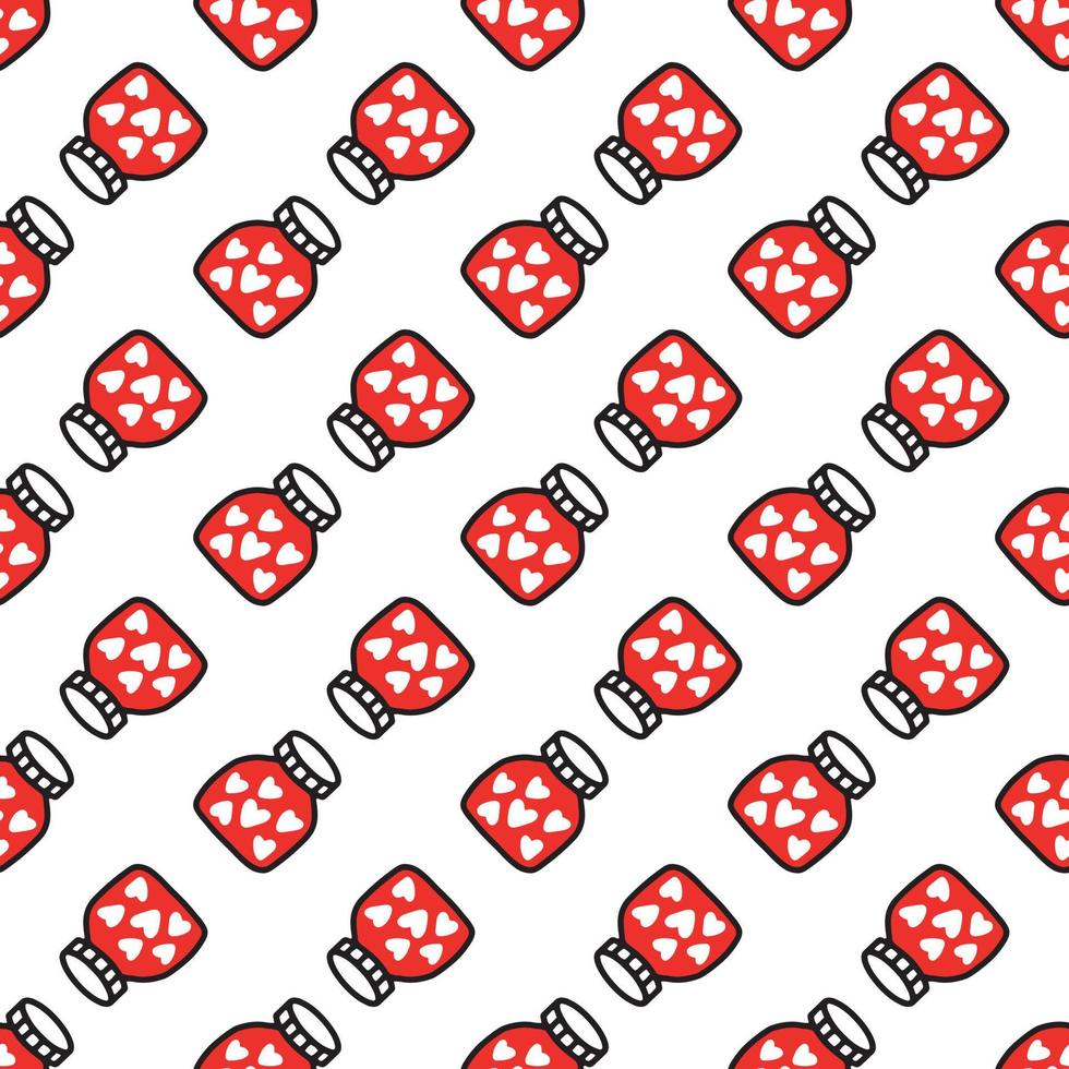 Seamless pattern of Jars with heart. Pattern for Valentines day vector