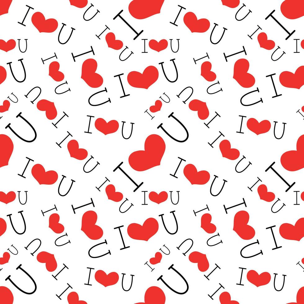 I love you seamless pattern. Vector illustration in doodle style.