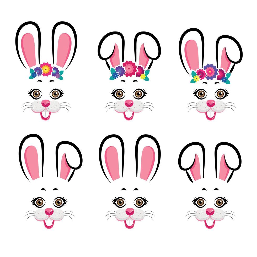 colección de lindos conejitos de pascua. conejitos de páscua vector