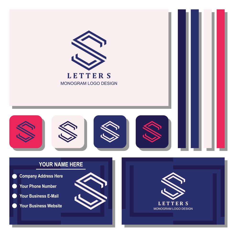 Creative Letter S Monogram Logo Design With Business Card Template vector