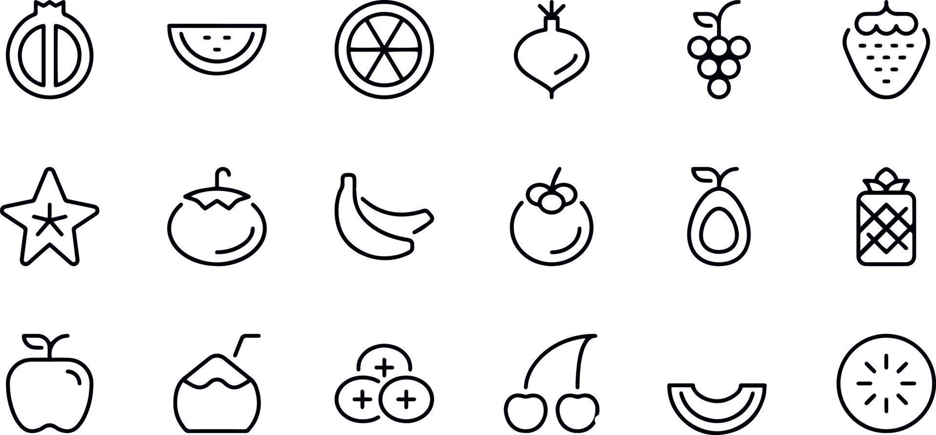 diseño vectorial de iconos de línea de frutas vector