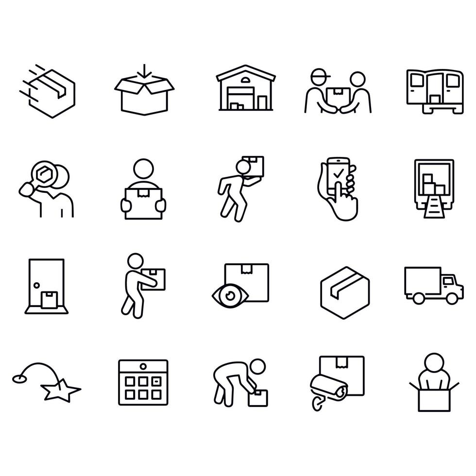 Package Delivery line icons vector design