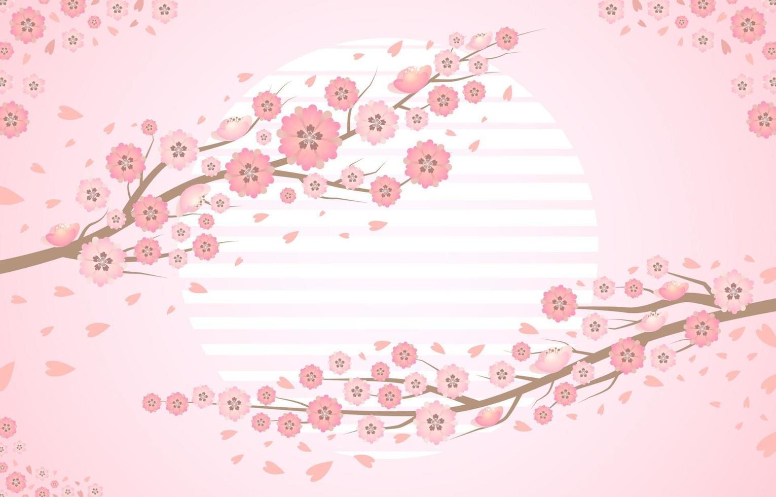 Floral Background with Cherry Blossom Concept in Pink Bloom vector