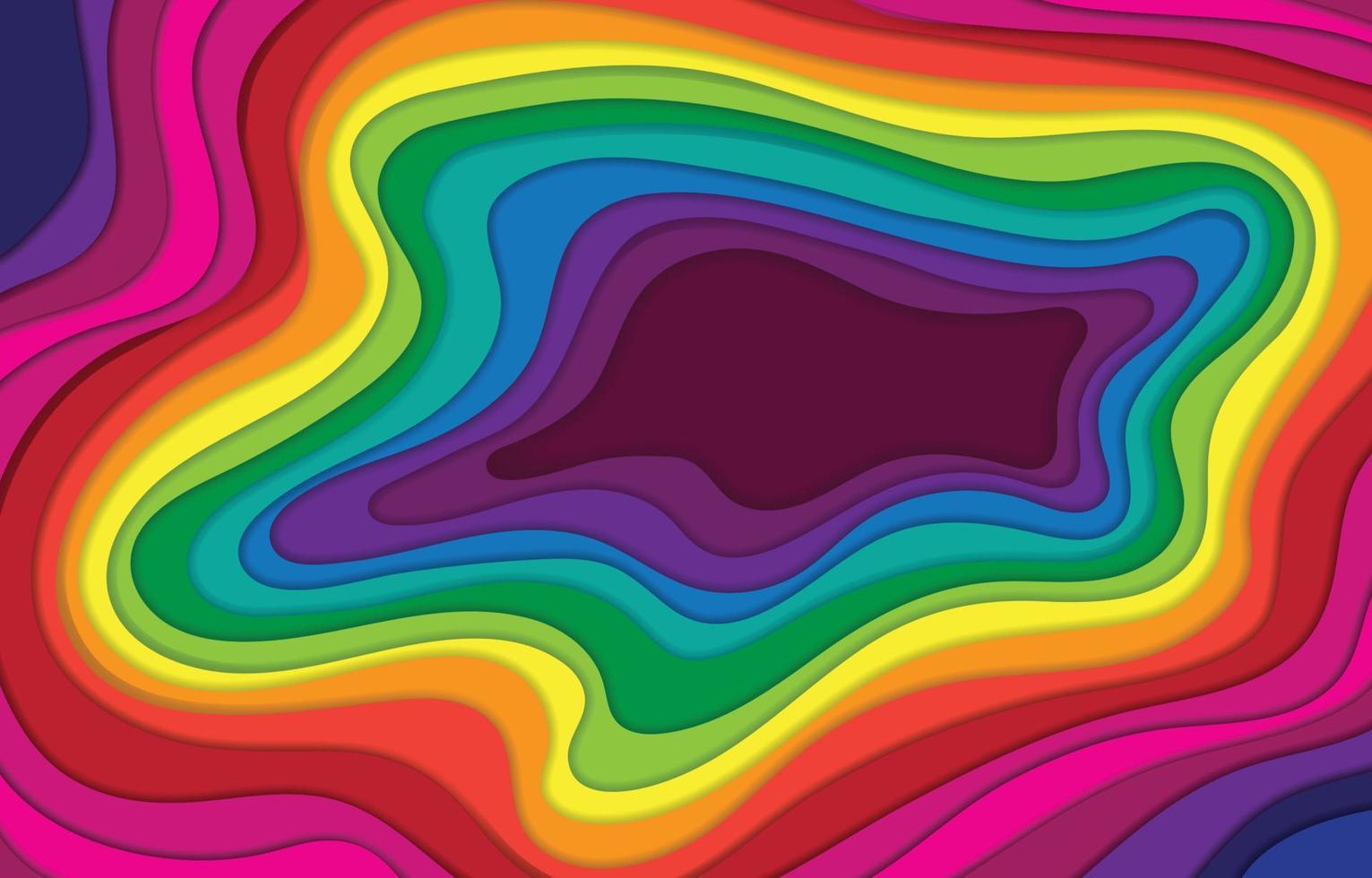 estilo de corte de papel de onda de arco iris vector