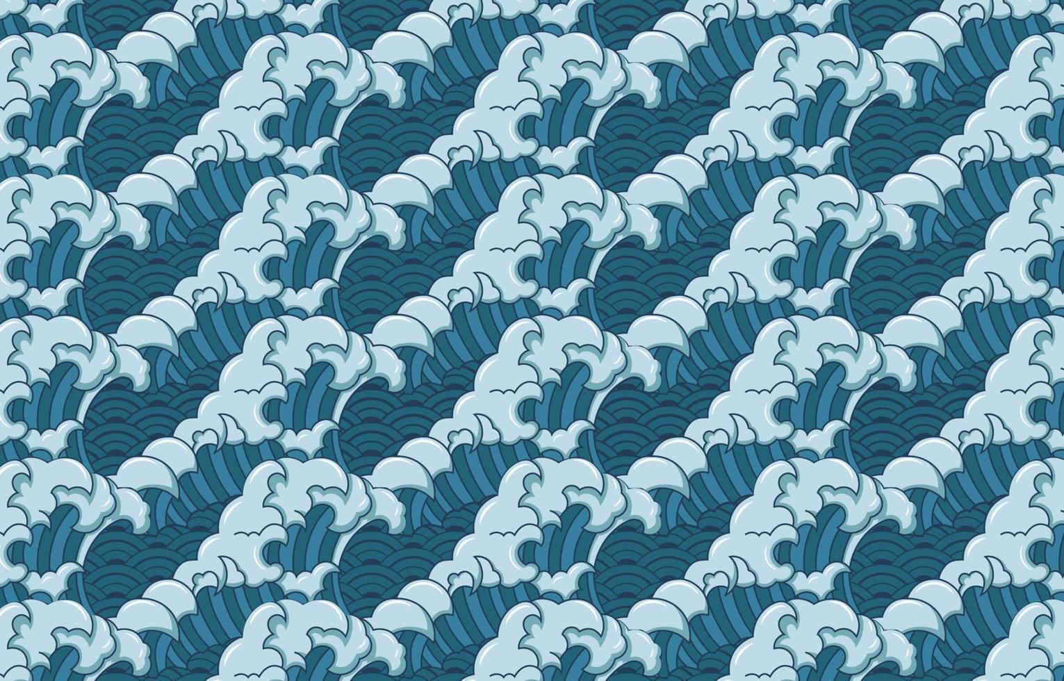 Japanese Wave Patterns Background vector