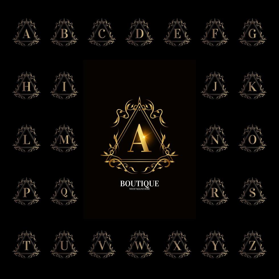 Collection initial alphabet with luxury ornament floral frame vector
