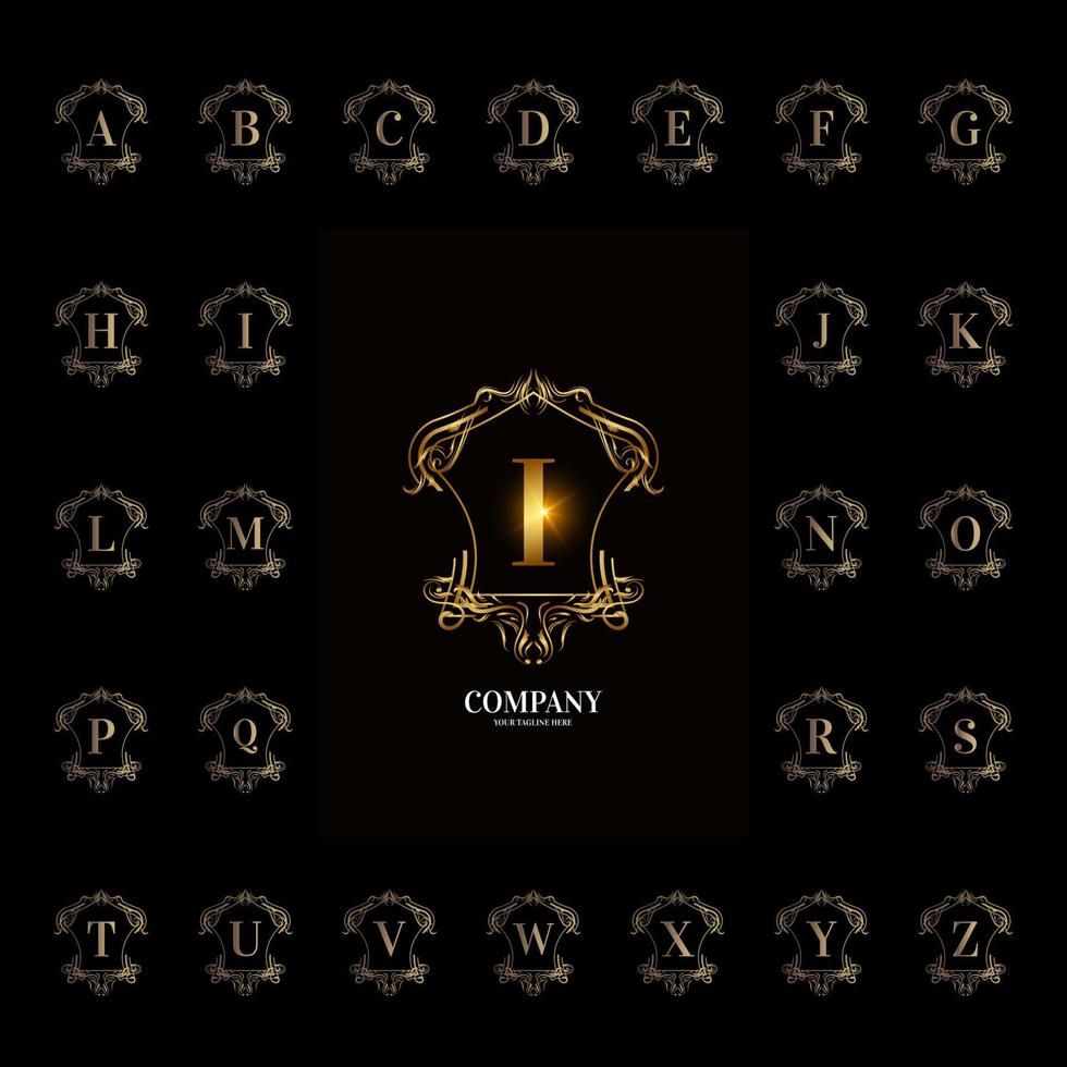 Collection initial alphabet with luxury ornament floral frame vector