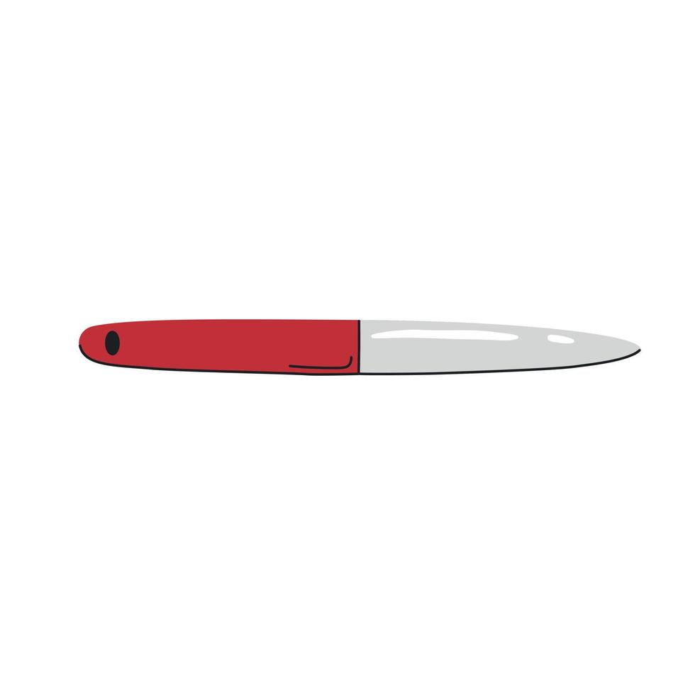Red nail file in simple cute cartoon style isolated on white background. Vector illustration.