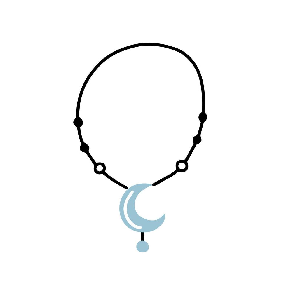 A necklace with a moon on a string. isolated vector illustration.