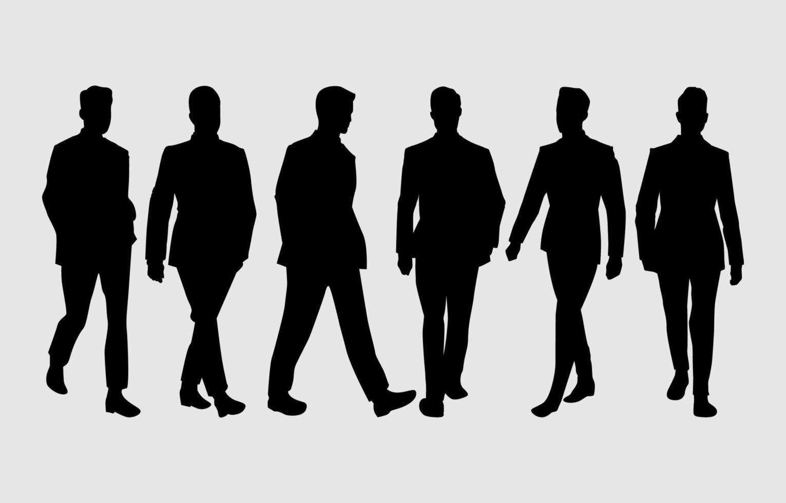 Business man Walking Pose SIlhouette item Set vector