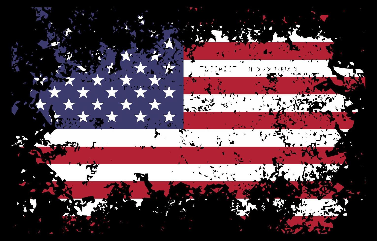 Distressed American Flag in black Background vector