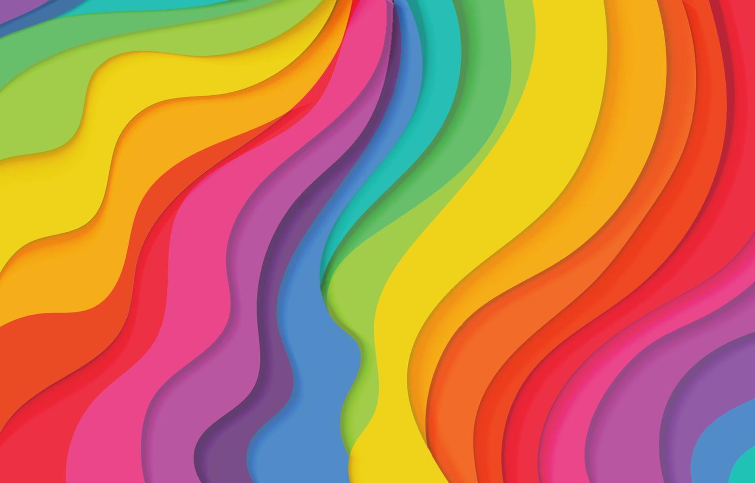 fondo en capas de ondas de arco iris vector