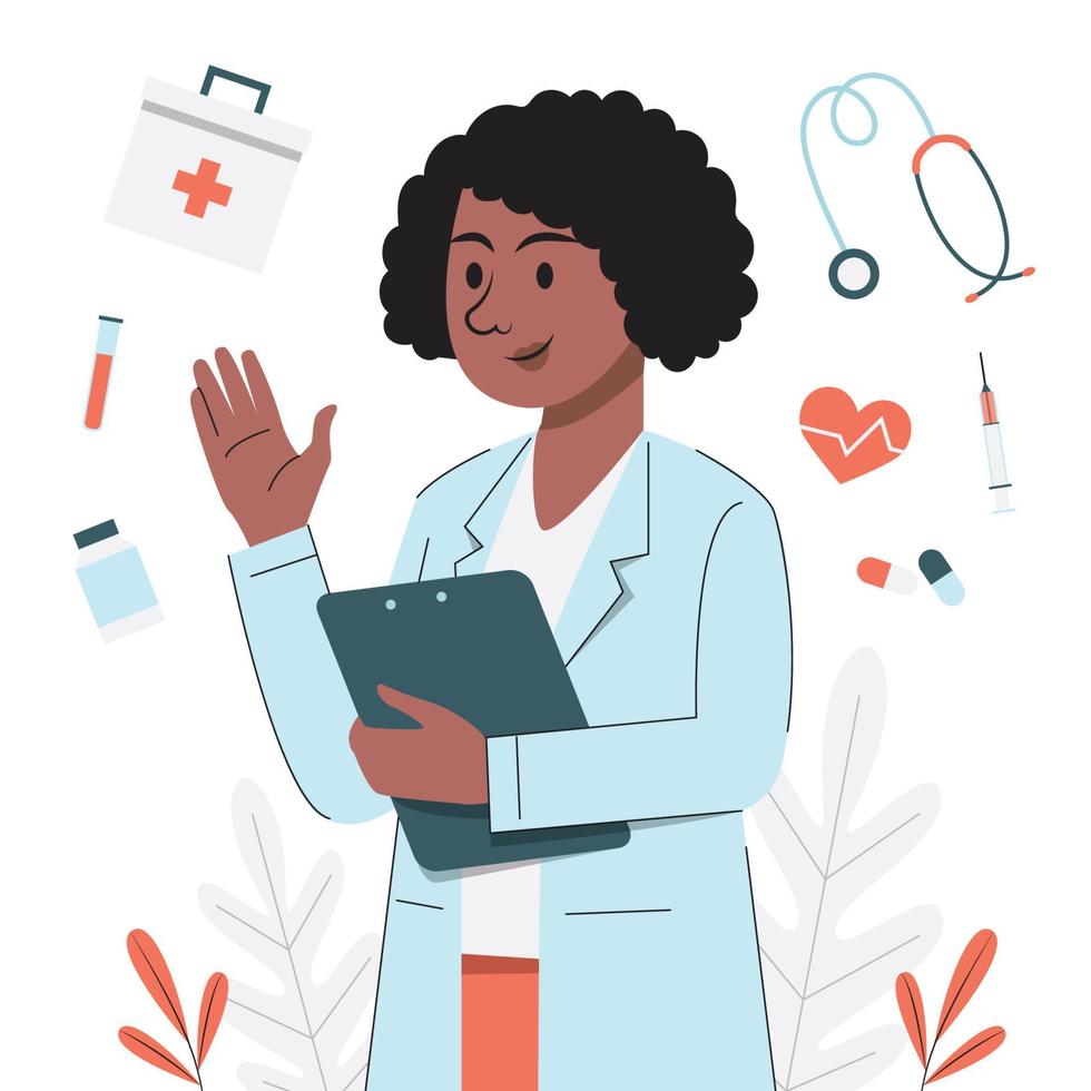 mujeres de color en medicina vector