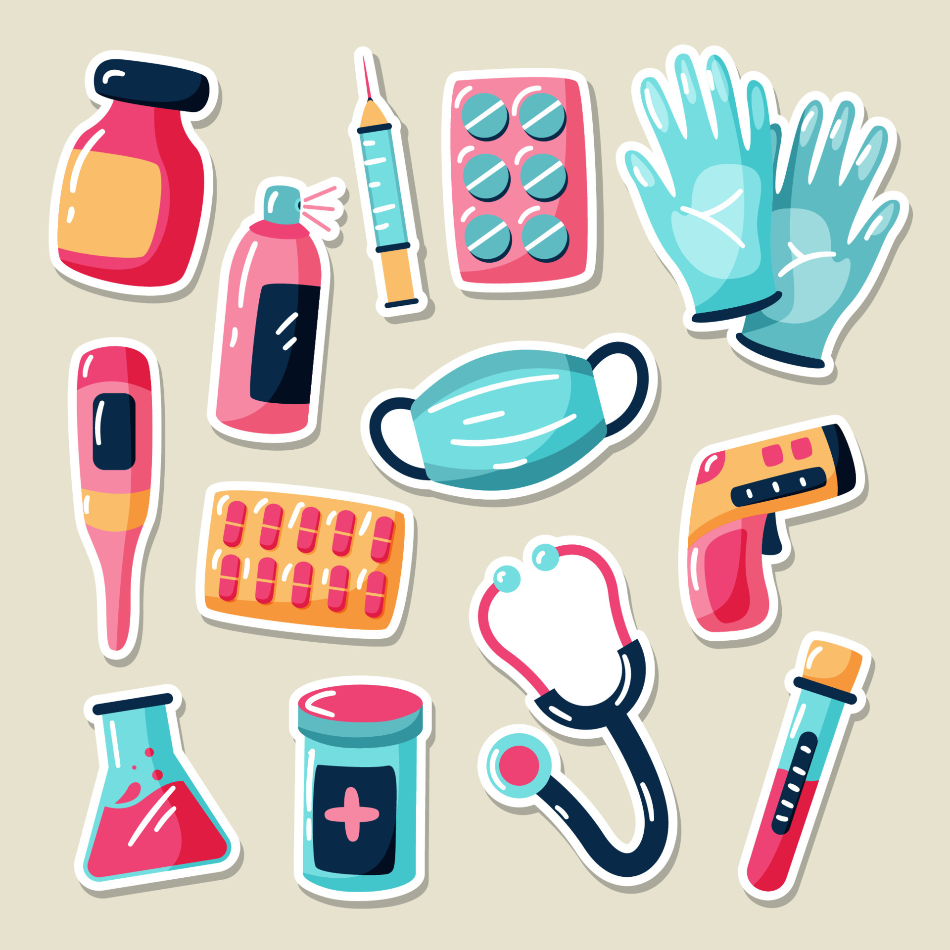 Medicine Sticker Collection 6126007 Vector Art at Vecteezy