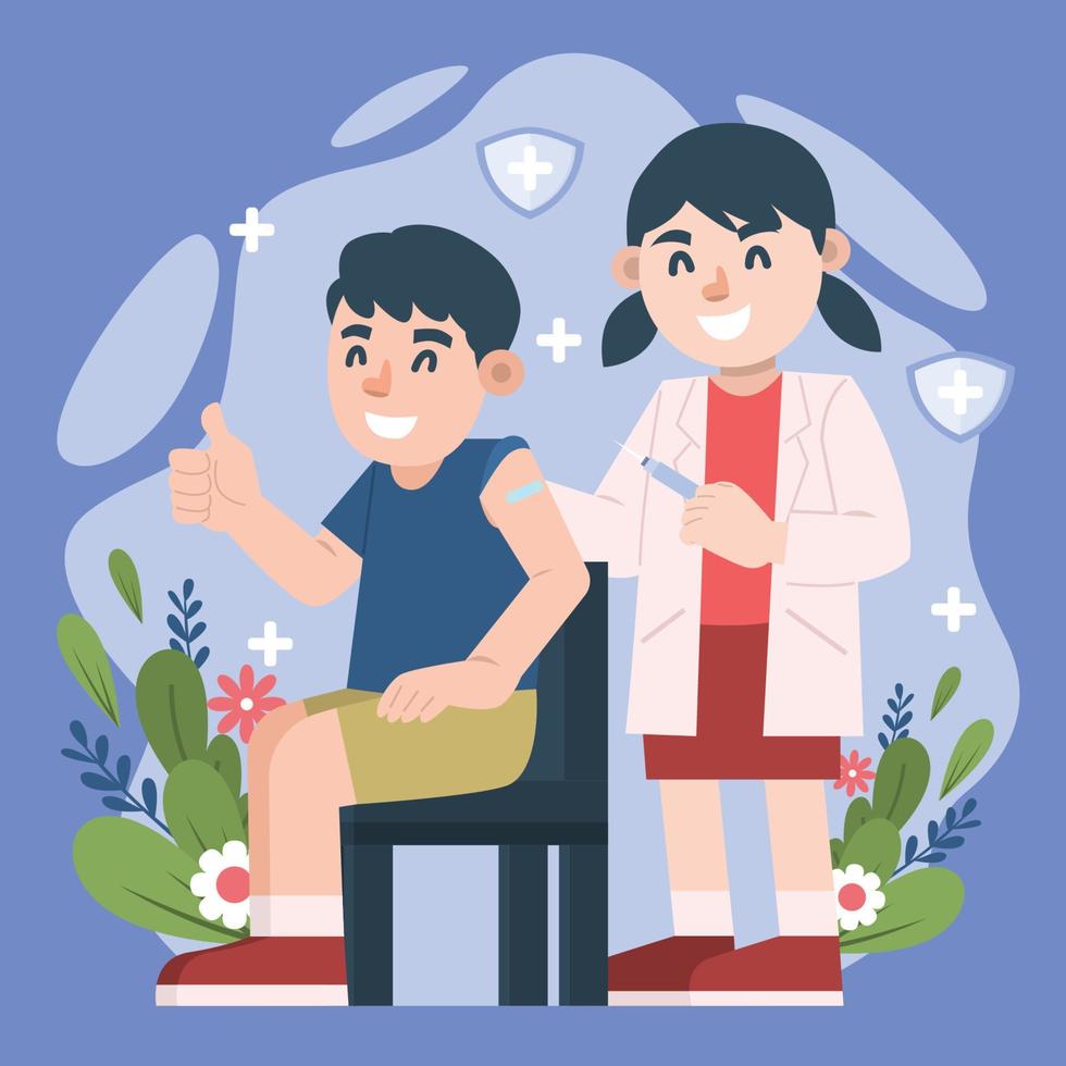 World Immunization Week Activity Boy And Girl vector
