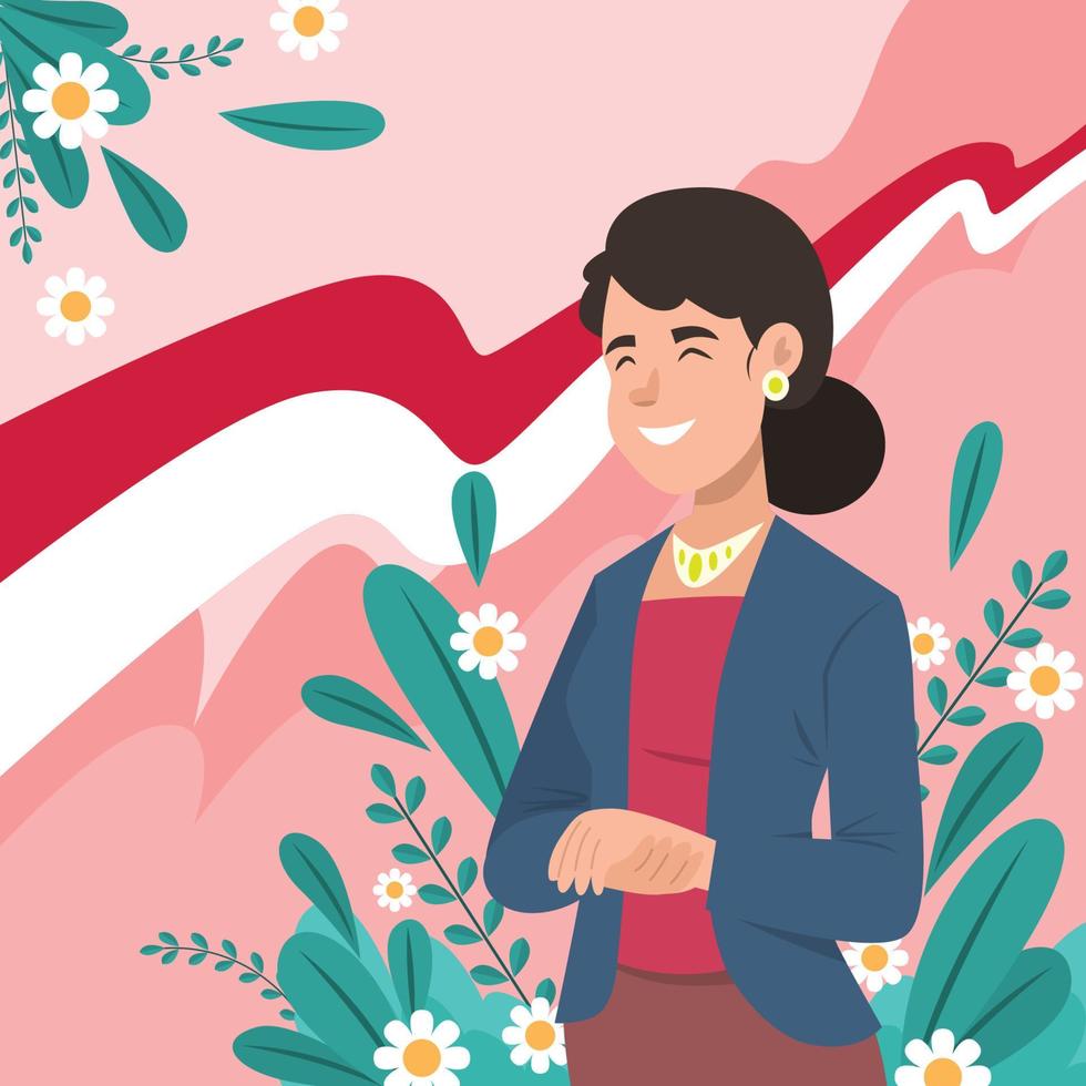 día de kartini con flor blanca vector