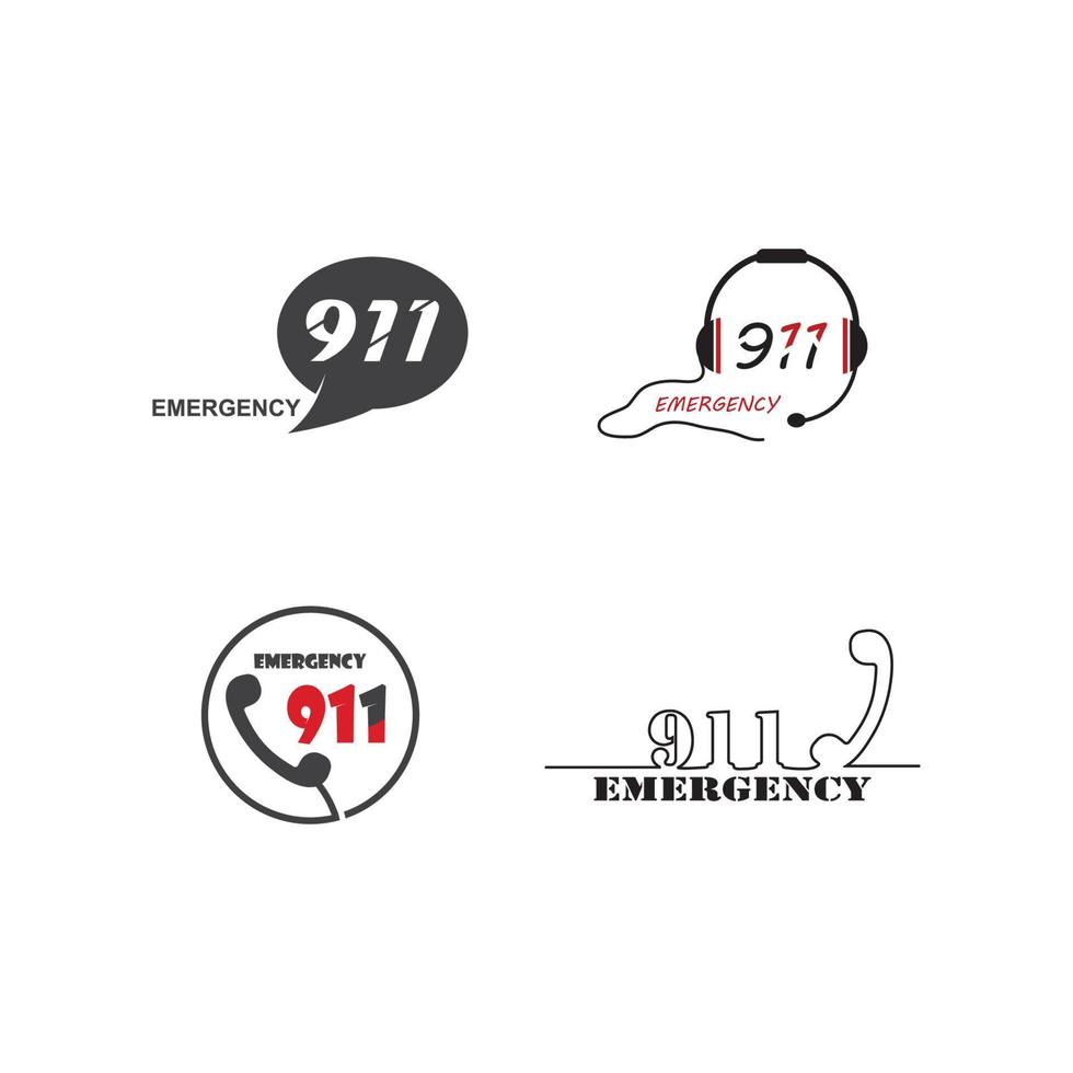 Emergency call icon template with 911 vector