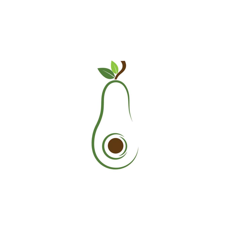 Avocado fruit logo template. Avocado half with leaf vector design.