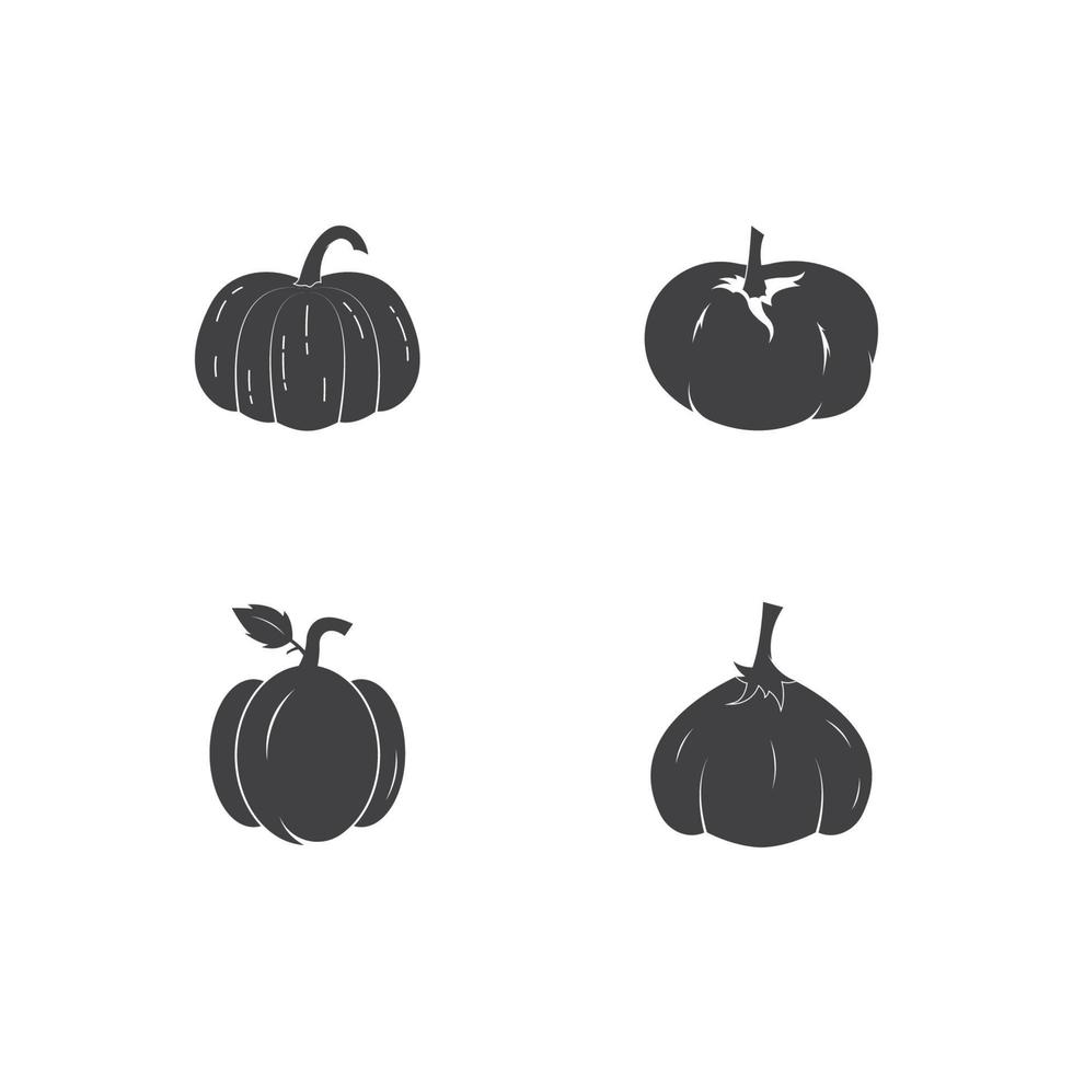 plantilla de vector de ilustraciones de logotipo de diseño de calabaza plana