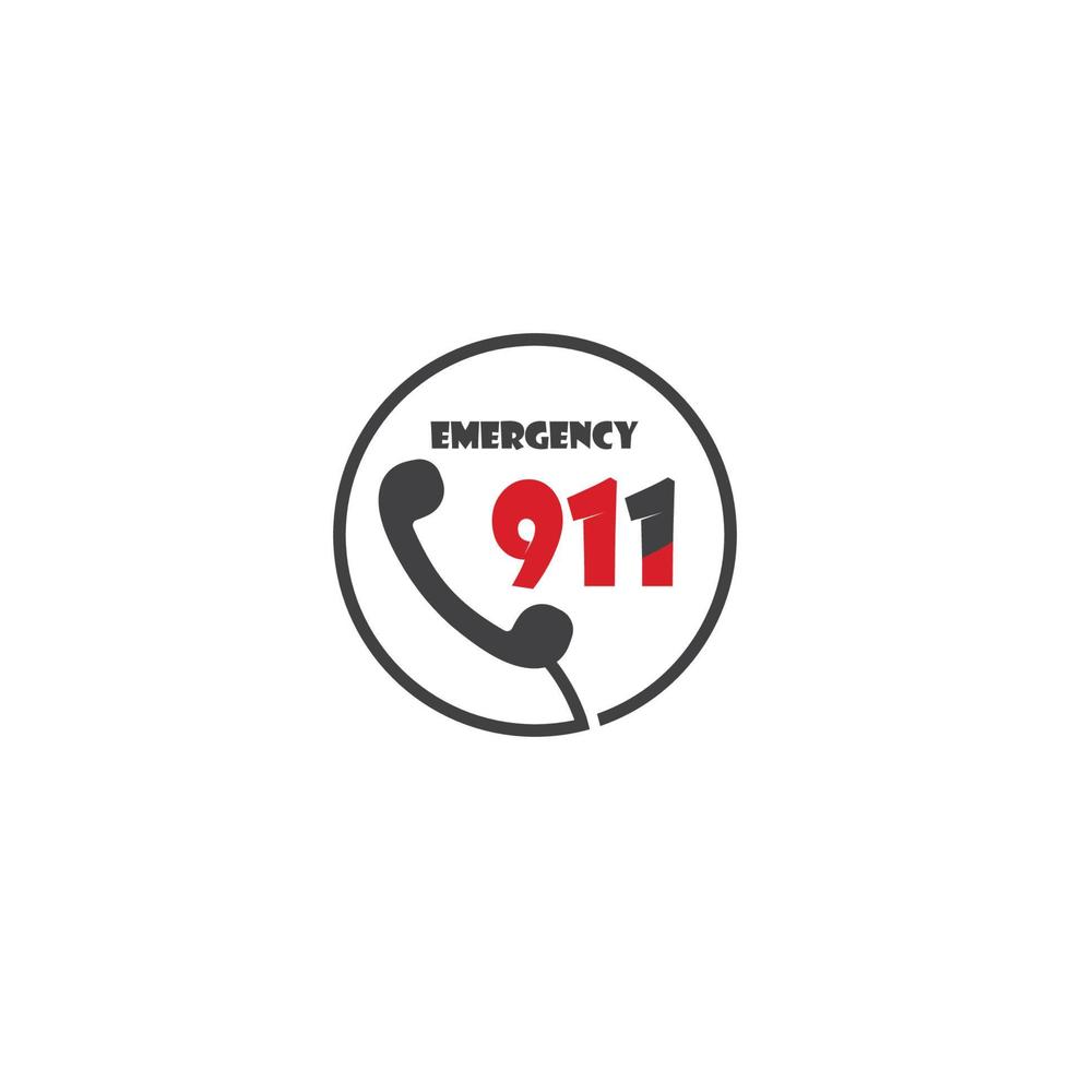 Emergency call icon template with 911. vector