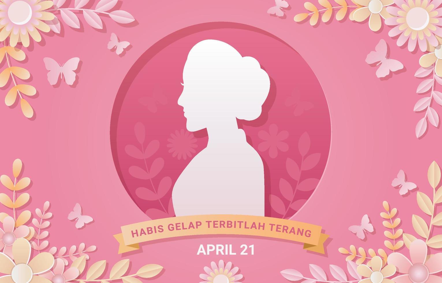 Kartini Background with Paper Cut Style vector