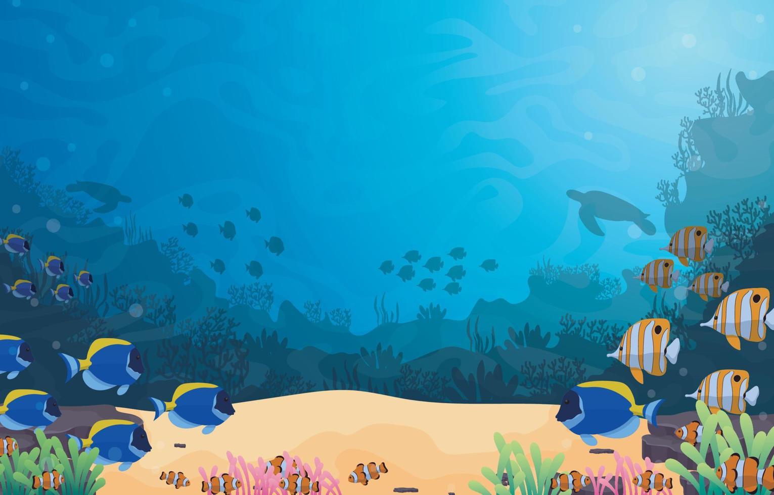 Under Sea with Animal and Coral vector