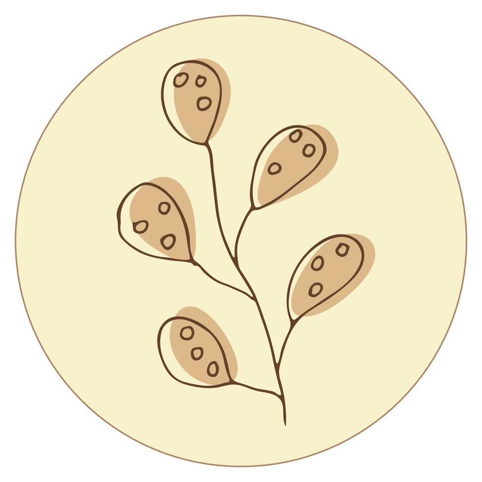 Vector icon and emblem for social media story highlight covers. Design templates for bloggers, photographers and designers. Abstract minimal circle backgrounds with nature leaves.