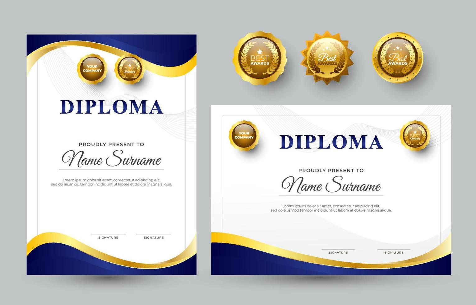 Certificate Template Set vector