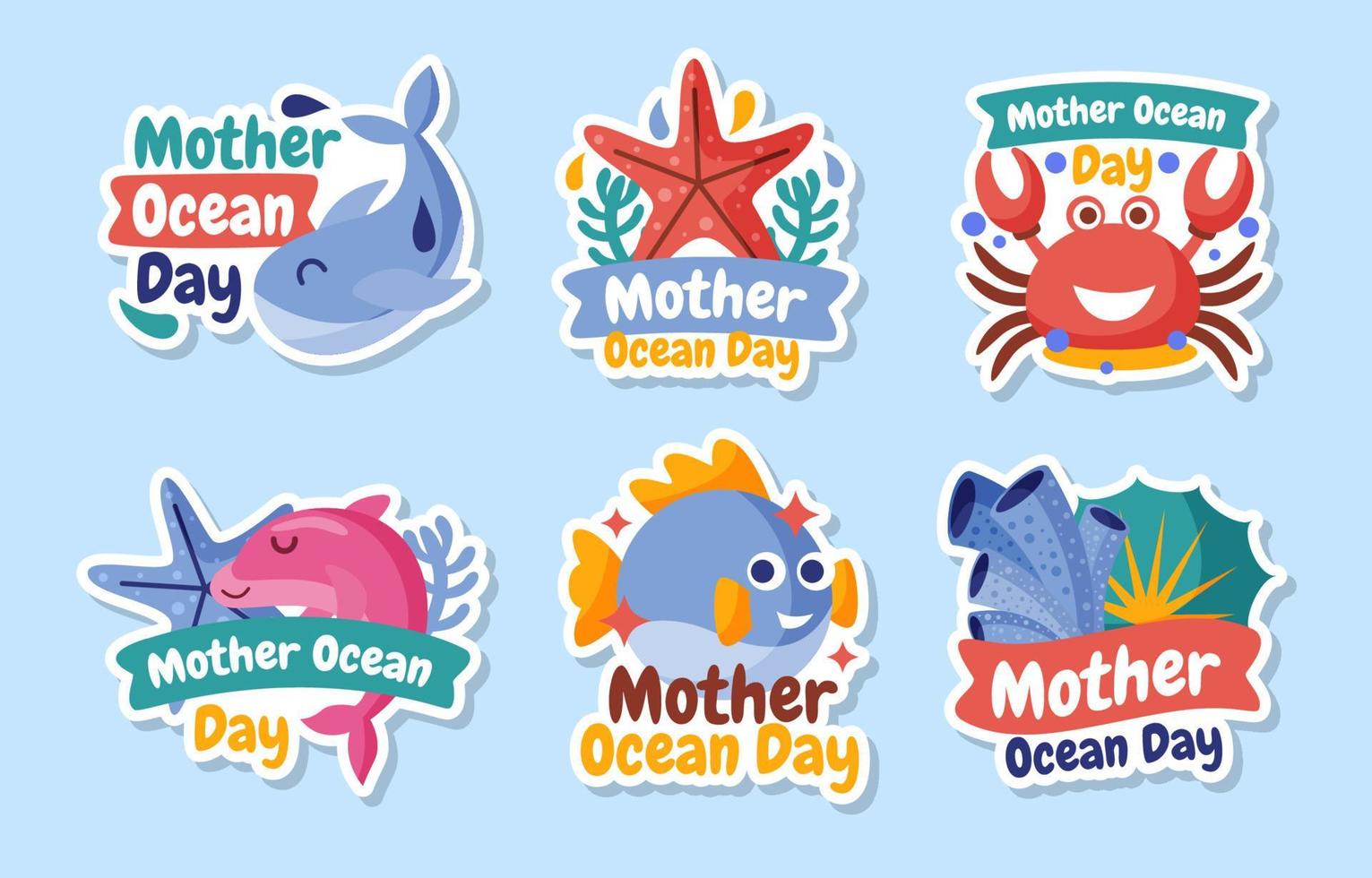 Mother Ocean Day Sticker vector